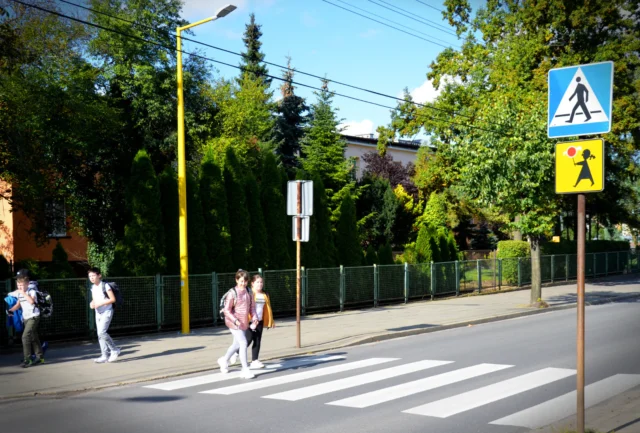 Agra Słupy Uliczne pow. Zgierski Agra Słupy Uliczne pow. Zgierski przejście dla pieszych przy szkole